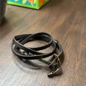 Brown Leather Anchor Bracelet